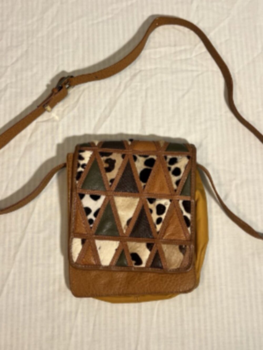 Womens Vintage Horse Hair Patchwork Cross Body Bag Purse
